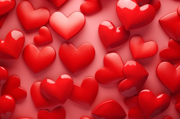 Valentines Day background illustration with red hearts