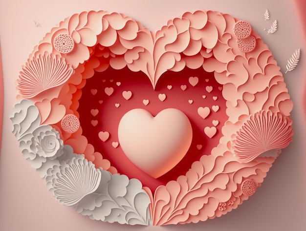 valentines day background in paper cut style