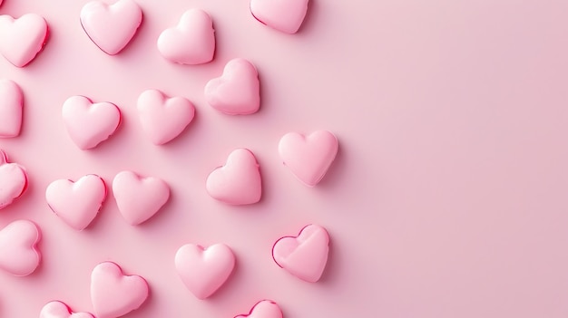 Valentines Day background Pink hearts on pastel pink background Valentines day conce Generative AI