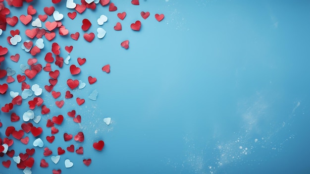 Photo valentines day background white and red hearts on blue background valentines day concept