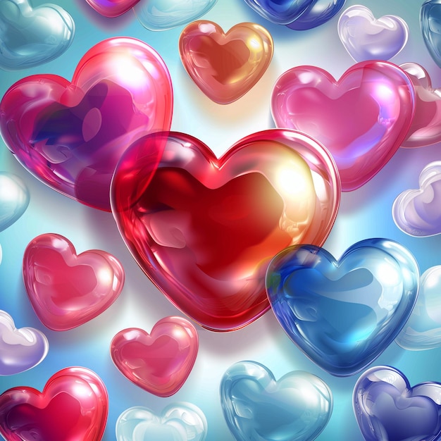 Valentines day background with colorful hearts