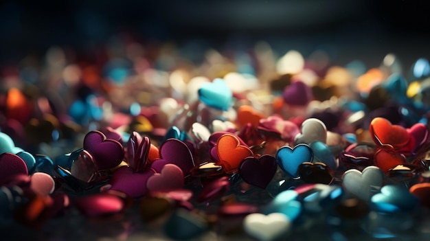 Valentines day background with colorful heartsgenerative ai