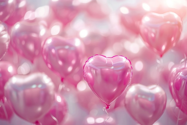 Valentines day background with heart shaped balloons