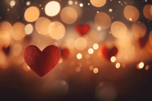 Valentines day background with heart shaped bokeh lights