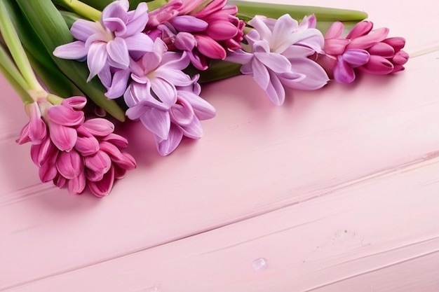 Valentines day background with hearts and hyacinth flowers