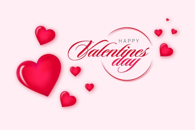 Valentines day background with red glossy heart