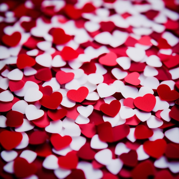 Valentines day background with red hearts on a white background