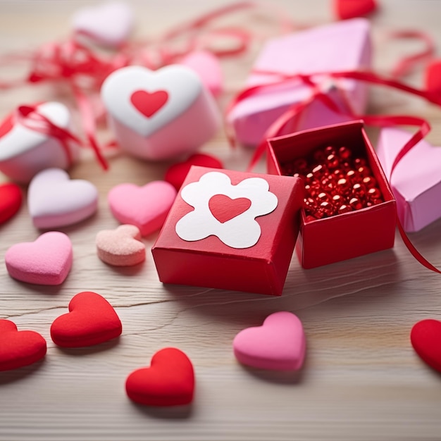 Valentines Day background with red hearts