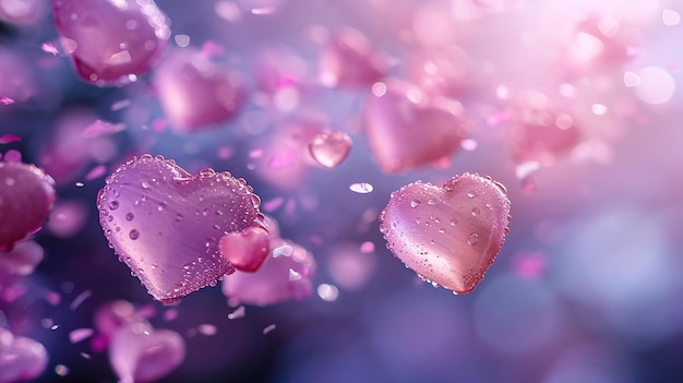 Valentines day background with transparent hearts