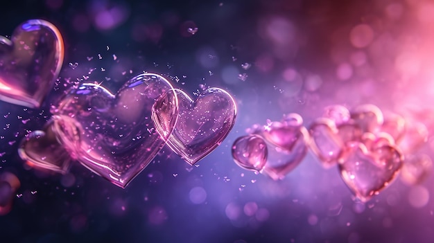 Valentines day background with transparent hearts