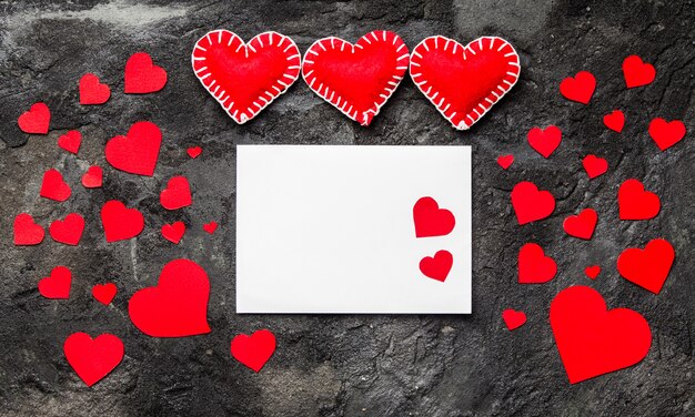 Photo valentines day blank greeting card with decorative hearts