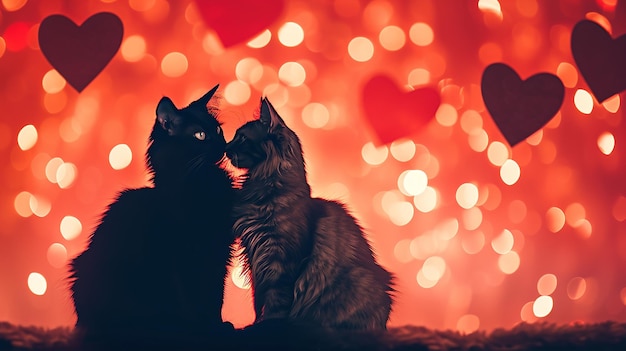 valentines day cat couple background