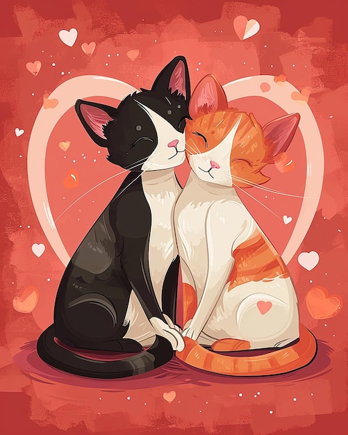 valentines day cat couple background