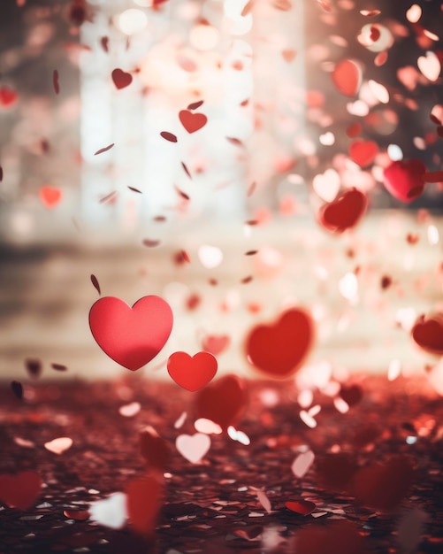 Valentines Day celebrations and Blur the background to enhance the sense of movement and festivity