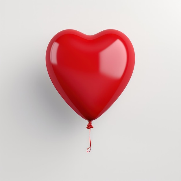 Valentines day concept Illustration of red heart balloon on white background Generative AI