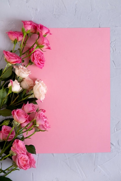 Valentines day concept. Valentine's Day background. Roses on pastel pink