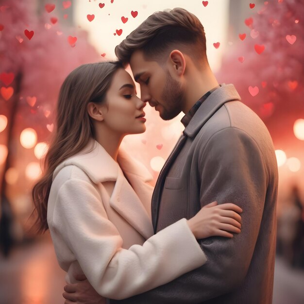 Valentines day digital art with romantic couple