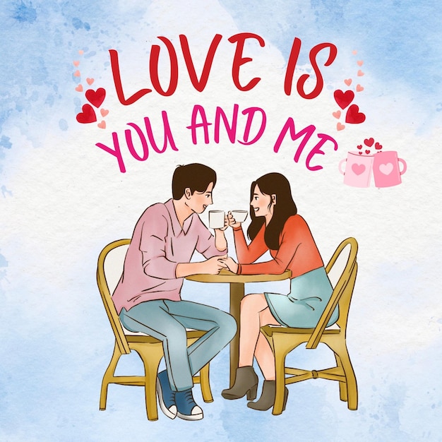 Valentines day February 14 Vector illustrations of love couple heart valentine cute flowers