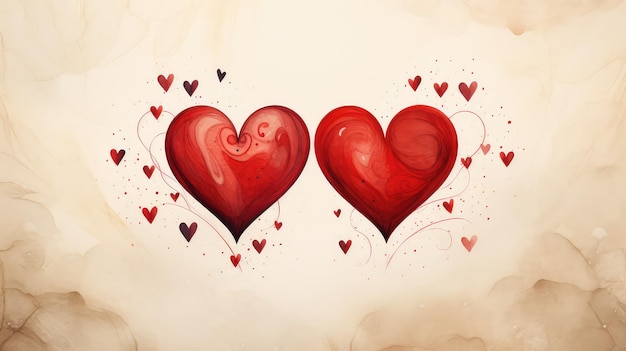 Valentines Day Greeting Card Featuring Little Hearts Representing a Loving Couple