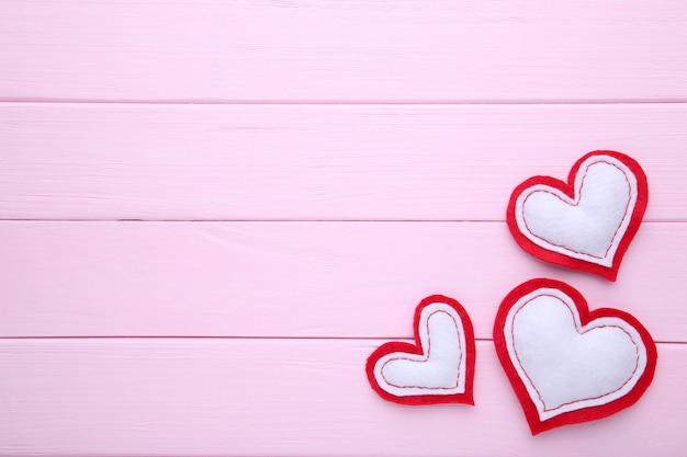 Valentines day greeting card, Handmaded hearts on pink