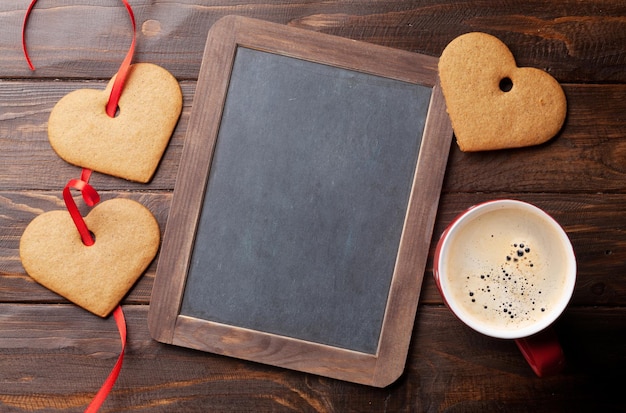 Valentines day greeting card with heart cookies