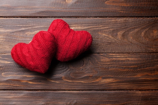 Valentines day greeting card with red hearts