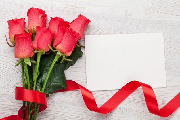 Valentines day greeting card with red roses