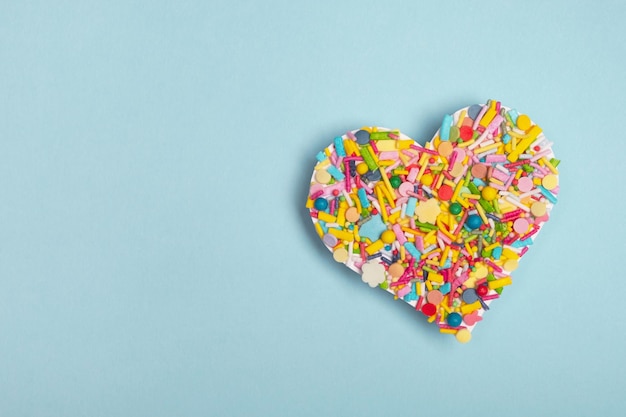 Valentines day Heart made of sweet colorful confetti