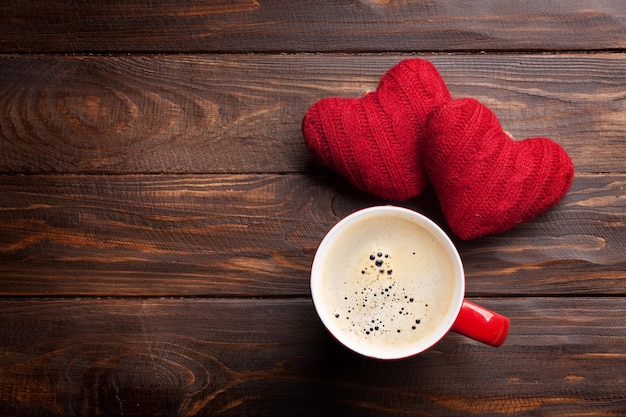 Valentines day hearts and coffee