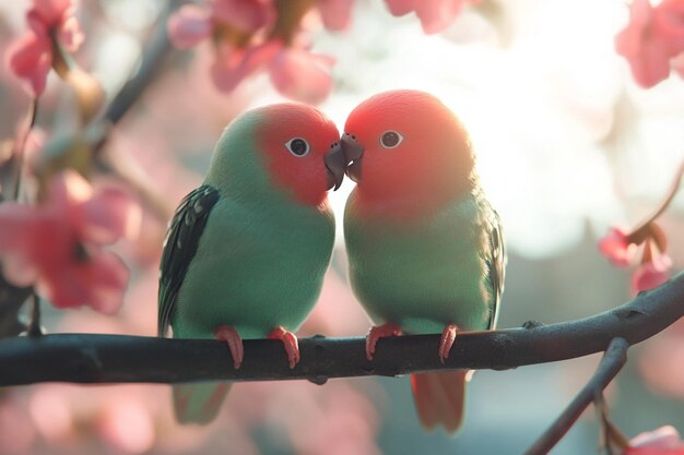 Photo valentines day lovebirds sharing a romantic moment