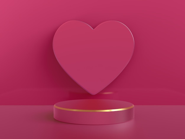 Valentines day podium for product placement with love background