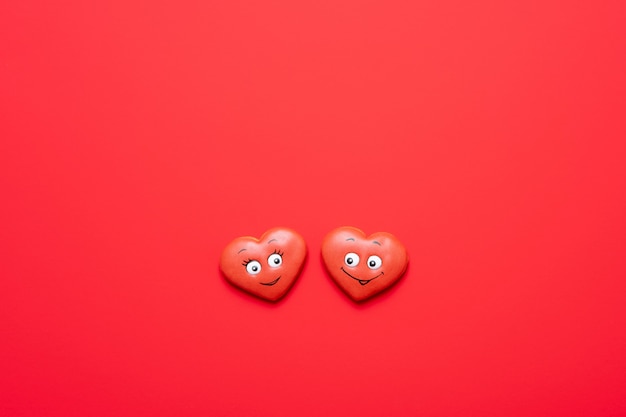 Valentines Day red background with hearts in love.