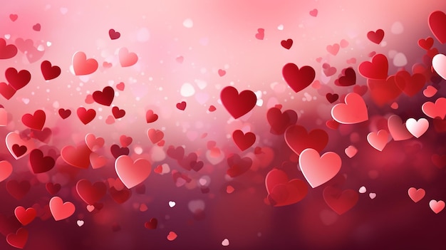 Valentines Day Red Hearts Banner Background