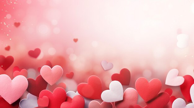 Valentines Day Red Hearts Banner Background