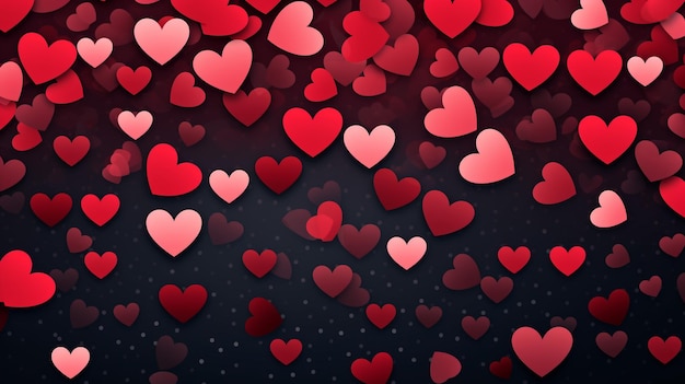 Valentines Day Red Hearts Banner Background