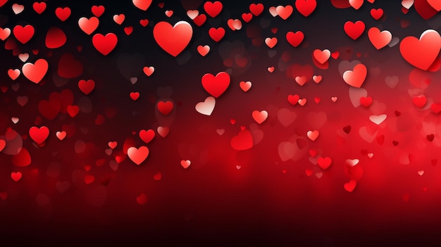 Valentines Day Red Hearts Banner Background