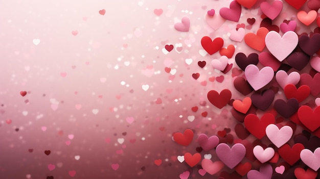 Valentines Day Red Hearts Banner Background