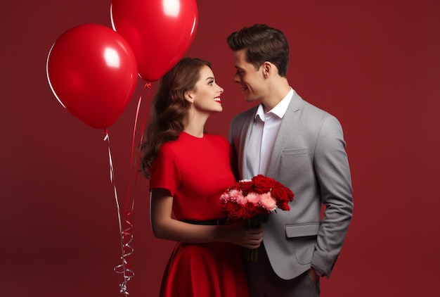 valentines day romantic couple with balloons