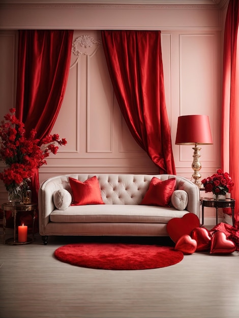 Valentines day style living room background red love photo studio