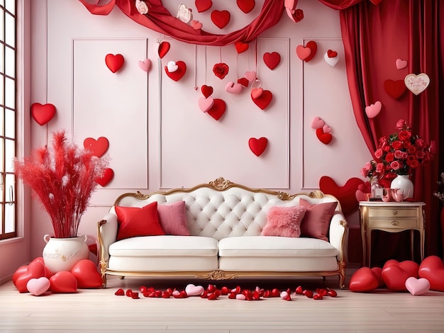 Valentines day style living room background red love photo studio