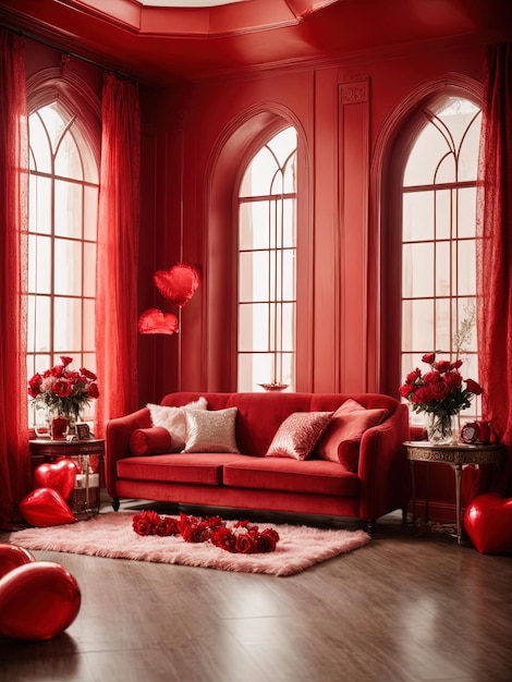 Valentines day style living room background red love photo studio