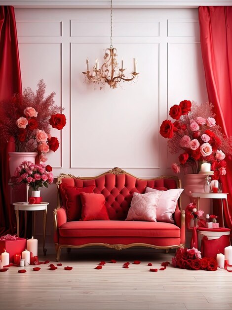 Valentines day style living room background red love photo studio