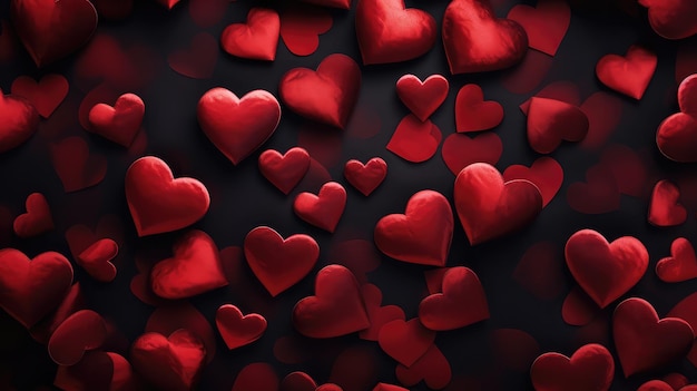 Valentines Day Wallpaper with Red Romantic Hearts