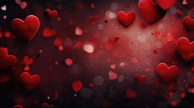 Valentines Day Wallpaper with Red Romantic Hearts