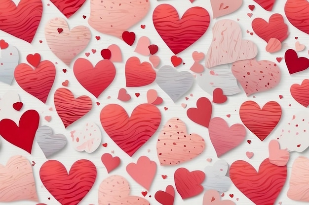 Valentines Seamless heart shape pattern white background