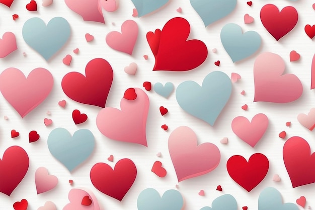 Valentines Seamless heart shape pattern white background