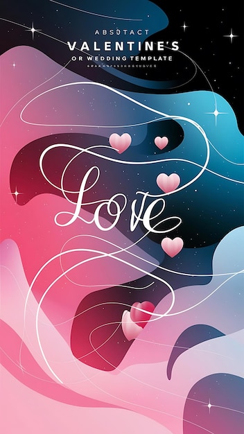 Photo valentines or wedding day card template abstract delicate love romantic holiday gradient pink blue background texture with hearts beautiful backdrop with space