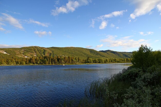 The valley with lake and forest in Norway Scandinavia