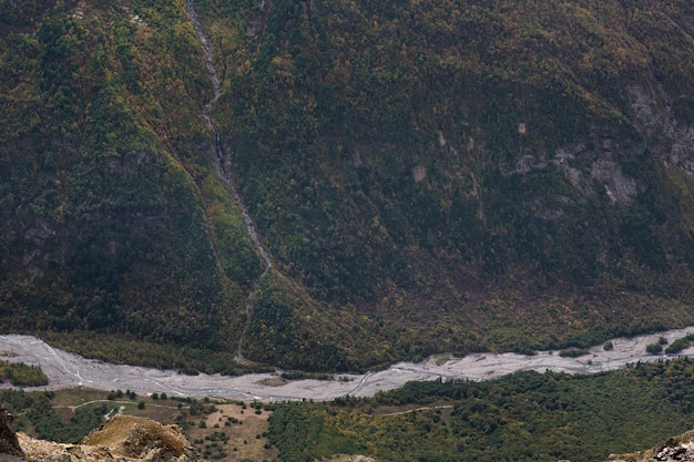 Valley with a mountain stream. Caucasus, Russia.