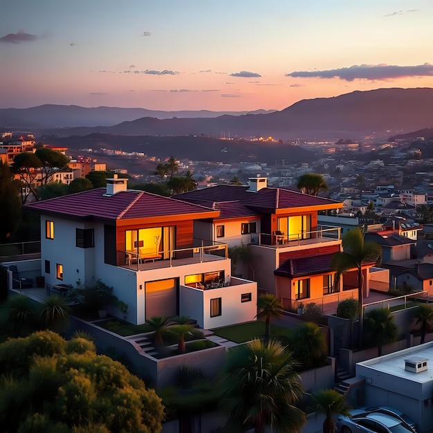 Photo valparaiso homes perched on a hill with scenic view